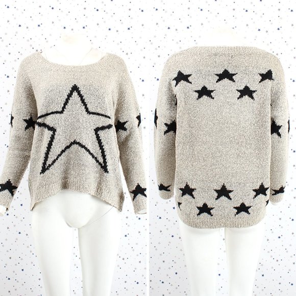 Oversized Star Pattern Pullover Knit Sweater - Picture 1 of 7